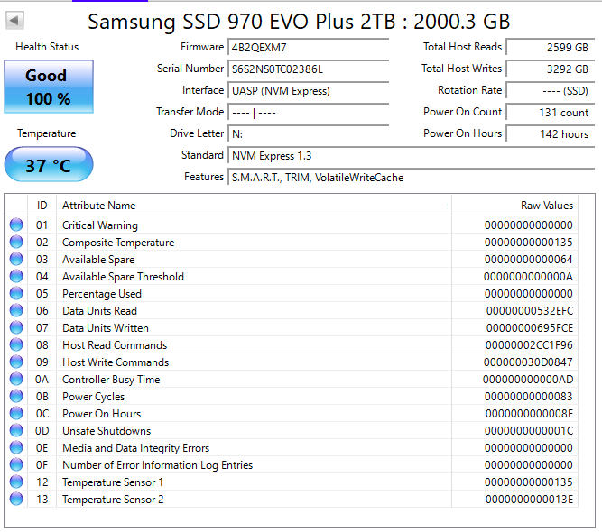 Samsung 2280mm 970 EVO Plus 2TB M.2 NVMe Gen 3.0 x 4 SSD MZ-V7S2T0