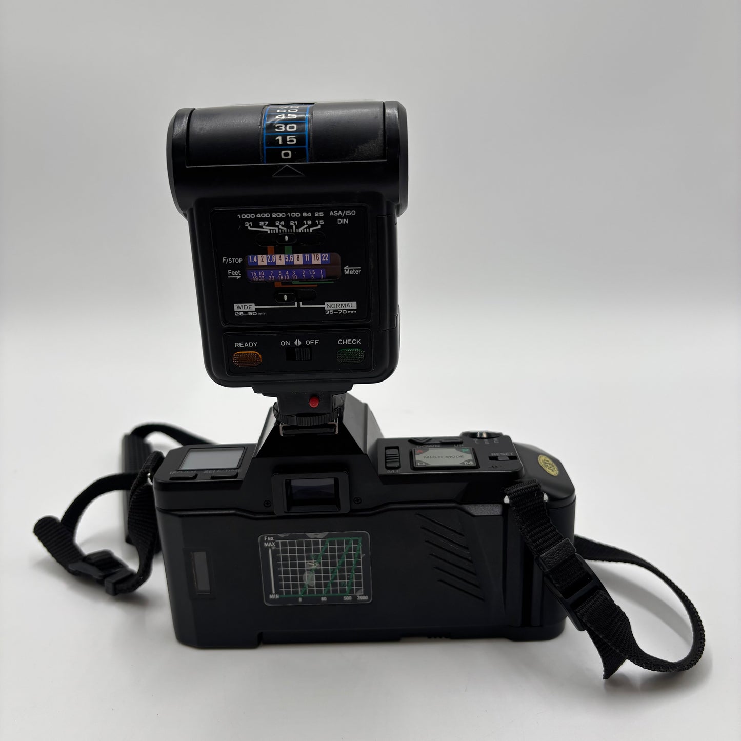 CHINON CP-7m 35MM Film Camera W/Kalimar 175A Flash Black