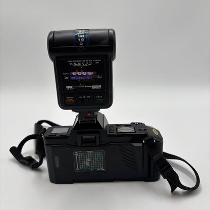 CHINON CP-7m 35MM Film Camera W/Kalimar 175A Flash Black