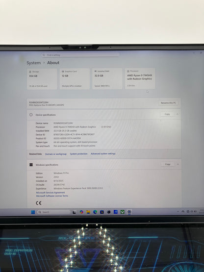 ASUS ROG Zephyrus G16 GX650PZ-XS96 Ryzen 9 12GB RAM 1TB GeForce RTX 4080 Laptop