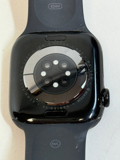 GPS Only Apple Watch Series 10 42MM Jet Black Aluminum Black Sport Band A2997