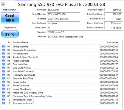 Samsung 2280mm 970 EVO Plus 2TB M.2 NVMe Gen 3.0 x 4 SSD MZ-V7S2T0